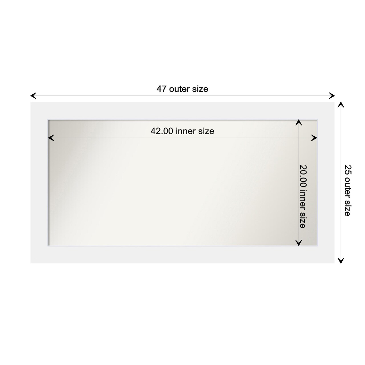 Corvino White Non-Beveled Custom Framed Bathroom Vanity Wall Mirror